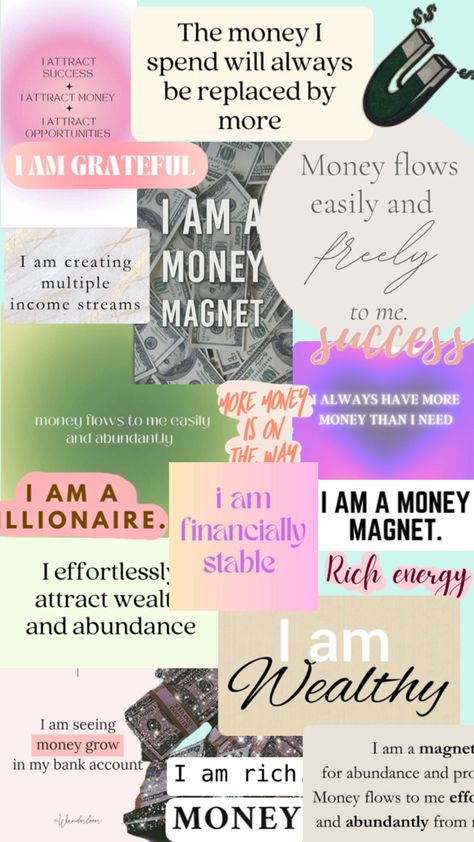 Money vision board, affirmations Real Estate Vision Board, Manifesting Vision Board, Money Vision Board, Vision Board Images, Affirmation Board, Vision Board Wallpaper, Career Vision Board, Vision Board Goals, Healing Affirmations