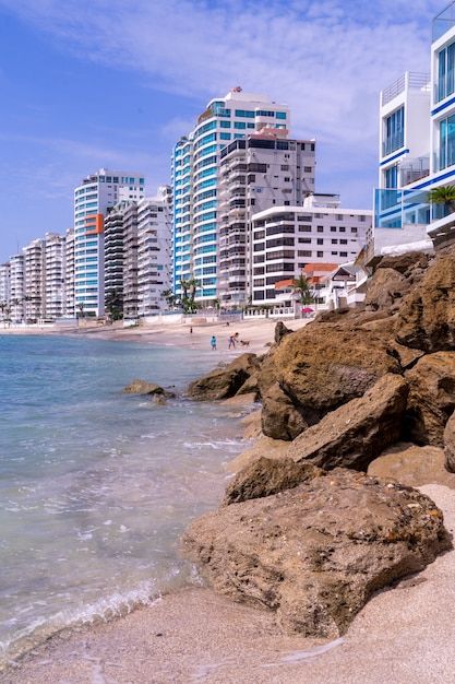 Buildings by the beach of salinas, ecuad... | Premium Photo #Freepik #photo #sea-landscape #bay #sea-shore #shore Salinas Ecuador, Photo Sea, Sea Landscape, Dream Places, Sea Shore, By The Beach, Vector Photo, Premium Photo, Ecuador