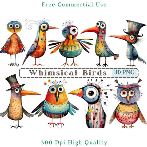 Funny Bird Pictures, Quirky Birds, Background Funny, Birds Clipart, Whimsical Birds, Bird Images, Whimsy Art, Funny Owls, Whimsical Owl