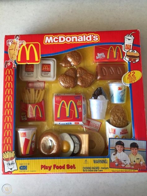 2001 McDonald's Play Food Set | #1876956275 Mcdonalds Toys 90s, Mcdonalds Play Food Set, Mcdonalds Playplace, Mcdonalds Playset, Mcdonald Land, Realistic Play Food, Mcdonalds Ice Cream, Mcdonald's Toys, Creative Kids Rooms