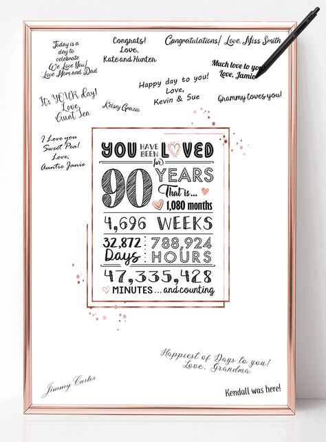 PRICES MAY VARY. Get the best 90th birthday decorations for women or gifts with this cute 90 years loved signature poster (unframed) designed exclusively by Katie Doodle. This is the perfect conversation piece for any room! People will love signing and giving your special person a keepsake they will never forget. Looking for 90th birthday decorations for women or 90th birthday gifts for women? Well look no further! These poster signs are great 90th birthday ideas, 90th birthday card, guest book Doodle Rose, 90th Birthday Decorations, Birthday Decorations For Women, 50th Anniversary Decorations, 80th Birthday Decorations, 90th Birthday Cards, 60th Birthday Decorations, 16th Birthday Decorations, 40th Birthday Gifts For Women