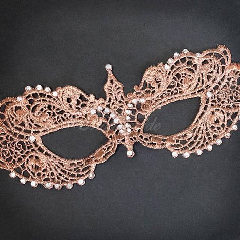 Rose Gold Lace Mask RHINESTONES lace mask shades of Rose Quince Decorations Ideas, Shades Of Rose Gold, Masquerade Ball Costume, Masquerade Mask Diy, Lace Masquerade Mask, Masks Design, Lace Masquerade Masks, Rose Gold Lace, Spain Trip