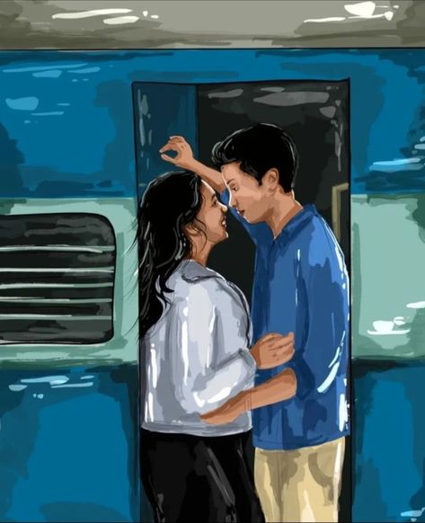 Cartoon Couple Photos, Cartoon Cute Couple, Cartoon Couple, Cute Couple Drawings, Cute Couple Cartoon, Couple Drawings, Couple Cartoon, Train, Couple Photos