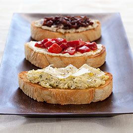 There’s a whole lot more to bruschetta than chopped tomatoes and basil.  We wanted smart flavor combinations that didn’t require a bib. Feta Bruschetta, Artichoke Bruschetta, Olive Pesto, Bruschetta Toppings, Awesome Appetizers, Cookie Toppings, Bruschetta Recipe, America's Test Kitchen Recipes, Whipped Feta