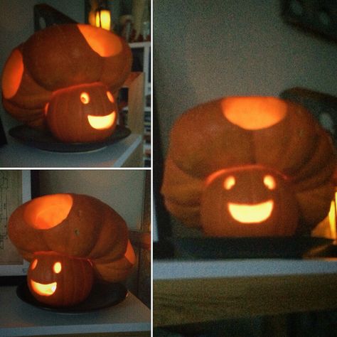 Toad Pumpkin! Best fall pumpkin carving, super simple and too cute!! Yay for Super Mario Bros and nerdy pumpkins Toad Pumpkin, Mario Pumpkin, Halloween Pumpkins Carvings Designs, Funny Pumpkin Carvings, Pumkin Decoration, Pumpkin Cravings, Cute Pumpkin Carving, Pumkin Carving, Halloween Pumpkin Carving Stencils