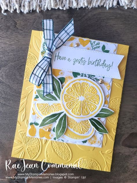 Su Sweet Citrus Cards, Su Sweet Citrus, Sweet Citrus Stampin Up Cards, Gardening Cards, Fruit Cards, Fruit Crafts, Lemon Set, Birthday Greetings Funny, Country Flowers