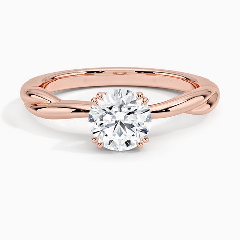 Alouette Engagement Ring - 14K Rose Gold. Double claw prongs encase a glistening center gemstone creating a unique allure in this solitaire setting. Lustrous precious metal twists elegantly half-way around the band for an added touch of grace. Classic Diamond Engagement Ring, Classic Solitaire Ring, Prong Engagement Rings, Lab Diamond Engagement Ring, Yellow Gold Setting, Solitaire Diamond, Diamond Solitaire Engagement Ring, Engagement Ring Settings, Solitaire Engagement