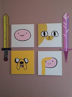 Adventure Time Bedroom, Adventure Time Room, Adventure Time Crafts, Painted Magnets, Adventure Time Characters, Canvas Drawings, Time Painting, Cute Canvas, Adventure Time Art