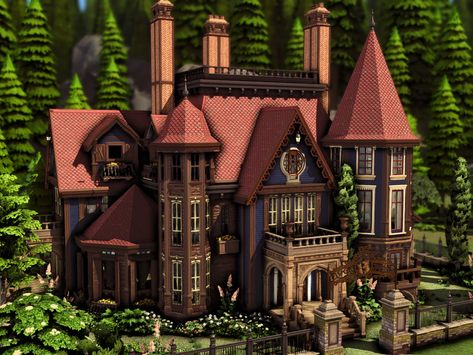 Sims 4 Witch House, Sims 4 Victorian House, Lotes The Sims 4, The Sims 4 Lots, Sims 4 House Building, Sims 4 House Plans, Magic House, Sims 4 House Design, Casas The Sims 4