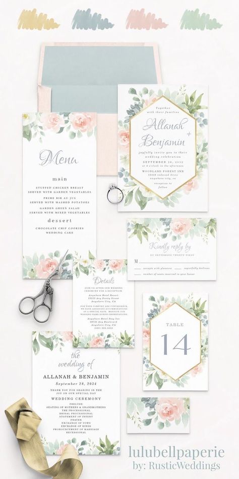 Wallpaper Succulents, Blush Pink And Green Wedding, Green Wedding Color Palette, Pink And Green Wedding, Succulent Wedding Invitations, Wedding Color Combinations, Pink Wedding Colors, Floral Wedding Invitation Suite, Green Wedding Colors