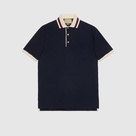 Shop the Cotton polo shirt with GG embroidery in blue at GUCCI.COM. Enjoy Free Shipping and Complimentary Gift Wrapping. Cotton Polo Shirt, Cotton Polo, T-shirt Polos, Mens Polo Shirts, Ready To Wear, Polo Shirt, Gift Wrapping, Mens Shirts, Gucci