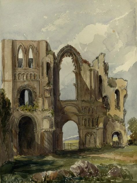 Old Ruins Art, Ruins Drawing Sketch, Ruins Drawing Reference, How To Draw Ruins, Castle Ruins Concept Art, Ruined Buildings Drawing, Castle Ruins Drawing, Cathedral Concept Art, Castle Ruins Art