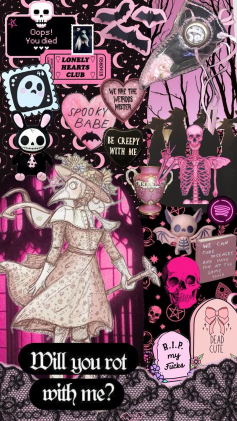 #plague #pinkplague #plaguedoctor #goth #gothic #bat #pinkgoth #punk #halloween #alternative #pinkaestheticshuffle Barbie Moodboard, Goth Moodboard, Goth Barbie, Punk Halloween, Pastel Goth Aesthetic, Bubble Goth, Pink Goth, Goth Wallpaper, Plague Doctor