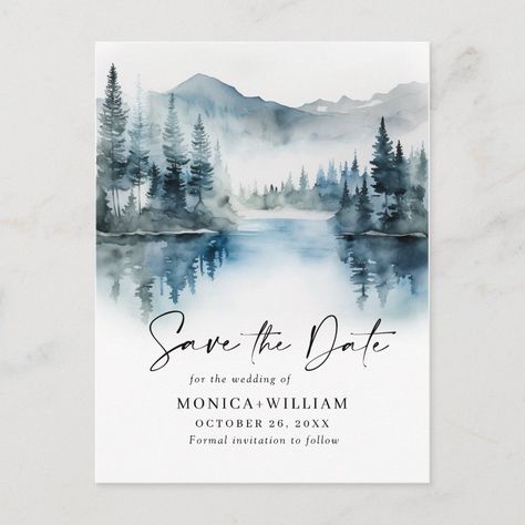 Weding Invitation, Landscape Wedding, Rustic Wedding Save The Dates, Couples Bridal Shower, Mountains Forest, Rustic Save The Dates, Water Wedding, Save The Date Postcard, Mountains Landscape