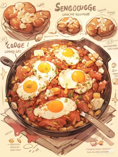 Fantasy Meals Art, Fantasy Cooking Art, Fantasy Food Art, Anime Food Art Aesthetic, Anime Foods Aesthetic, Anime Food Sandwich, Restaurant To Another World Anime Food, Dnd Food, Fantasy Food