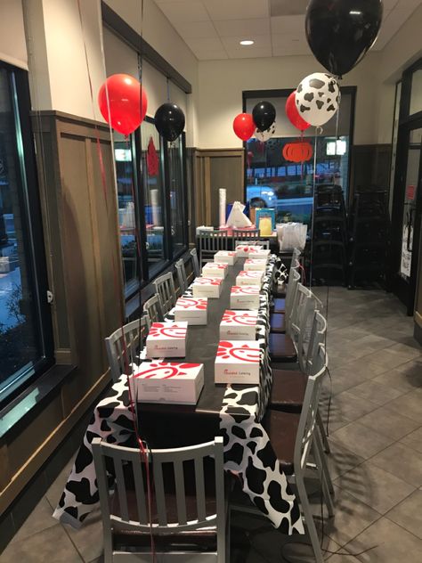 Chick Fil A Birthday Party, Chic Fil A Birthday Party, Chick Fil A One Year Old Party, Chick Fil A Party, Chickfila Catering Birthday Parties, Chick Fil A Birthday, Chic Fil A Themed 1st Birthday, Chick Fil A Birthday Party Theme, Party Chicken