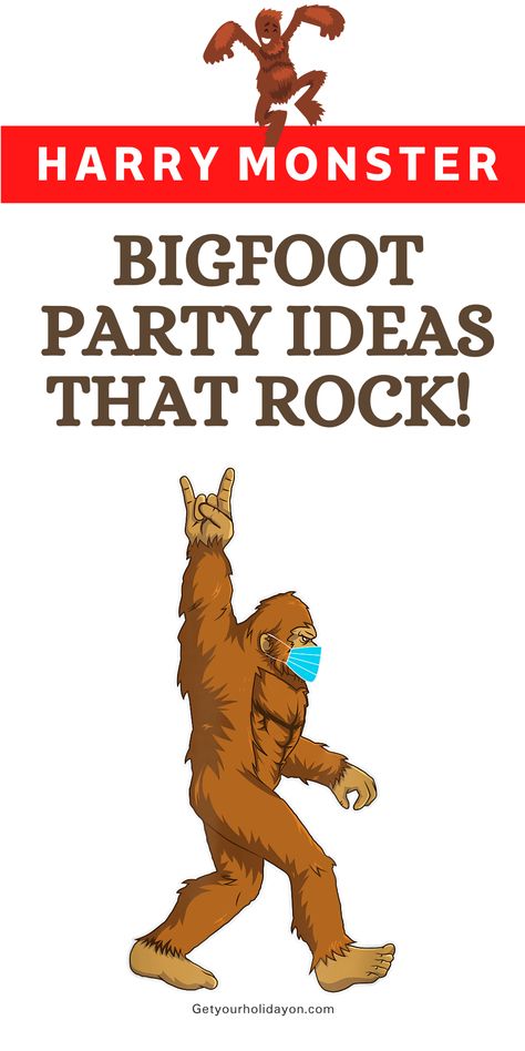 bigfoot, sasquatch, yet, harry monster party ideas. Sasquatch Birthday Party Ideas, Sasquatch Party Food, Bigfoot Art Drawings, Bigfoot Party Games, Sasquatch Party Ideas, Bigfoot Snacks, Bigfoot Scavenger Hunt, Bigfoot Cake Ideas, Cryptid Party Ideas