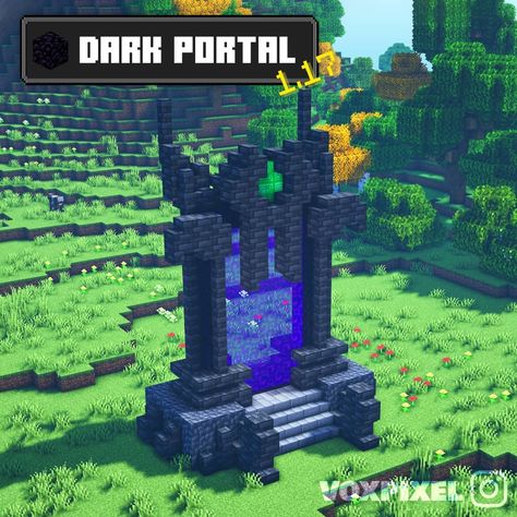 Voxpixel - Minecraft Builder on Instagram: “Save for later ! 📩 - Dark Portal - New Nether Portal design, asked by one of you on my last story ! 😎 I hope you will like it, save the…” Cool Nether Portal Designs Minecraft, Mc Nether Portal, Nether Design Minecraft, Portal Minecraft Design, Portal Designs Minecraft, Simple Nether Portal Design, Neither Portal Minecraft, Portal Do Nether, Portal Ideas Minecraft