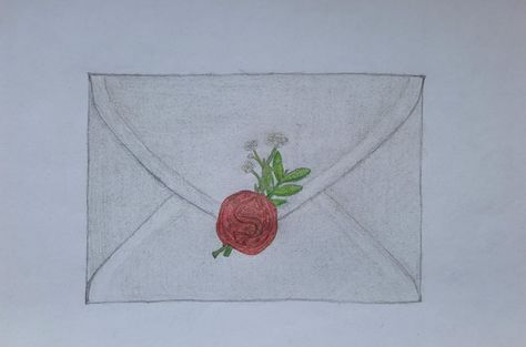 Envelope with wax seal and flowers drawing Drawing Challenge, Wax Seal, My Brother, Wax Seals, To Draw, Envelope, Wax, Drawings