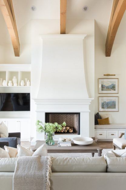 Dayton Fireplace Mantel and Over-mantel French Farmhouse Living Room, Studio Mcgee Living Room, French Country Decorating Living Room, French Country Living, Apartment Decoration, French Country Living Room, Country Living Room, Home Fireplace, Family Room Design