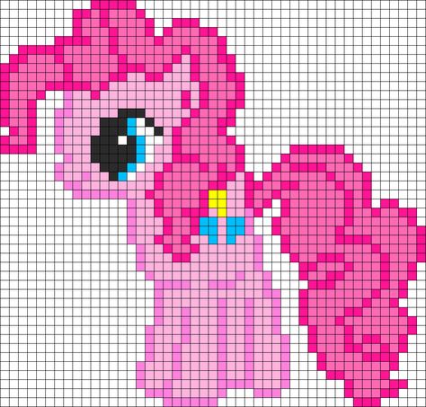 Pinkie Pie My Little Pony Perler Bead Pattern / Bead Sprite (Use for quilting ideas) Modele Pixel Art, Fuse Bead Patterns, Pony Bead Patterns, Karakter Disney, Kandi Patterns, Bead Sprite, Hama Beads Patterns, Pola Kristik, Beaded Cross Stitch