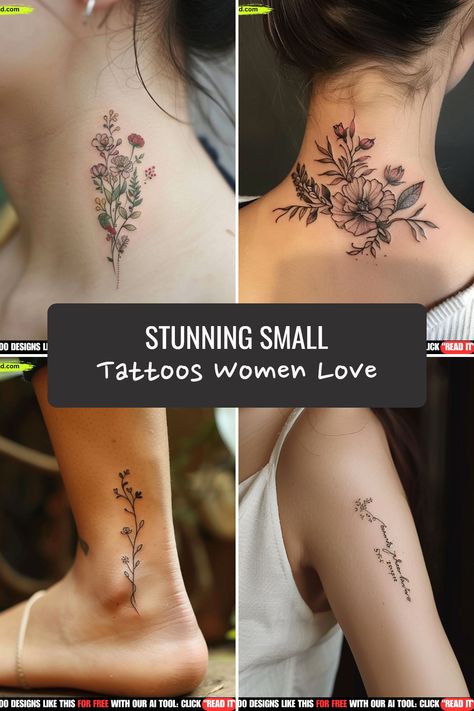 Explore these gorgeous small tattoo ideas for women, including neck tattoos. Discover unique and meaningful designs that you'll adore. Find inspiration for your next beautiful tattoo design! Flower Design Tattoos For Women, Tattoo Back Of Neck Women, Back Of Neck Tattoo For Women, Back Neck Tattoo For Women, Geometric Neck Tattoo, Small Neck Tattoos For Women, Small Tattoos Women, Back Of Neck Tattoos For Women, Neck Tattoos For Women