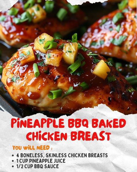 Chicken Bbq Pineapple, Bbq Baked Chicken Breast, Bbq Baked Chicken, Bbq Pineapple, Bbq Chicken Breast, Baked Pineapple, Baked Bbq Chicken, Bbq Chicken Recipes, Star Food