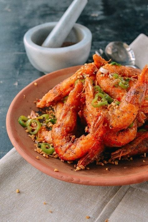 Salt and Pepper Shrimp - The Woks of Life Pepper Shrimp Recipe, Best Shrimp Recipes, Salt And Pepper Shrimp, Pepper Shrimp, Woks Of Life, The Woks Of Life, Shrimp Dishes, Fried Shrimp, Woks