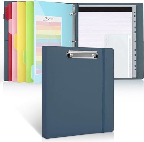 Amazon.com : SKYDUE 3 Ring Binder with Clipboard,1 Inch Binder, 13.2" × 10.2" PU Clipboard Binder with Notepad & 5 Dividers with 10 Pockets, Labels, Clipboard Folder Great for School Office(Fit Letter Sized Paper) : Office Products 1 Inch Binder, 3 Ring Binder, 3 Ring Binders, Office Organization, Clipboard, Office Products, Ring Binder, School Office, Letter Size