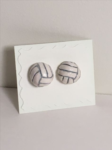 Polymer clay 3D Volleyball stud earrings Volleyball Clay Earrings, Clay Earrings, Polymer Clay, Place Card Holders, Stud Earrings, Ceramics, Art