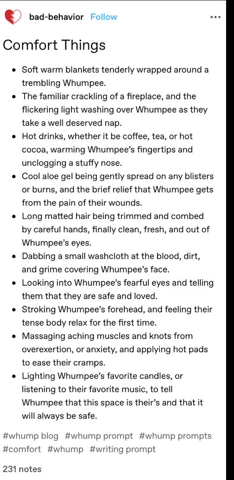 Poisons For Writers, Whump Art Reference Drawing, Touch Starved Writing Prompts, Writing Injuries, Comfort Character Scenarios, Domestic Fluff Prompts, Comfort Writing Prompts, Touch Starved Prompts, Whumpee Prompts