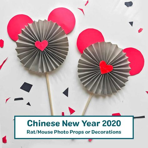 Fun for your Year of the Rat even or mouse themed party! Rat Themed Party, Chinese Activities, Mouse Themed Party, Square Origami, Mickey Mouse Stickers, Mouse Photos, Grey Paper, Chinese New Year 2020, Chinese New Year Decorations