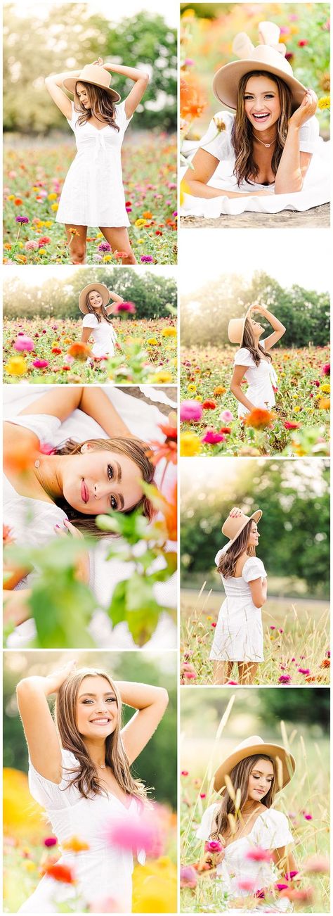 senior girl in a field of colorful zinnia flowers Zinnia Field, Field Senior Pictures, Cute Senior Pictures, Creative Senior Pictures, Senior Photoshoot Poses, Senior Photography Poses, Graduation Photography Poses, Senior Portrait Poses, Senior Photo Poses