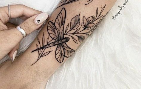 Forearm Wrap Tattoos For Women, Hand Tattoo Dragonfly, 2 Dragonfly Tattoo, Tattoo Ideas Female Dragonfly, Dragonfly Tattoo Forearm, Dragonfly Forearm Tattoo, Dragonfly Tattoo Designs For Women, Dragon Fly Tattoo For Women, Dragonfly And Flower Tattoo