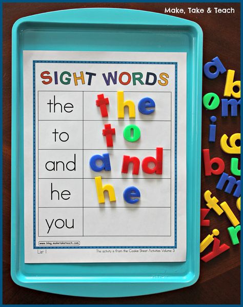 Cookie Sheet Activities, Teaching Sight Words, Kindergarten Centers, Sight Words Kindergarten, Kindergarten Literacy, Toddler Learning Activities, Kindergarten Reading, Preschool Learning Activities, Sight Word