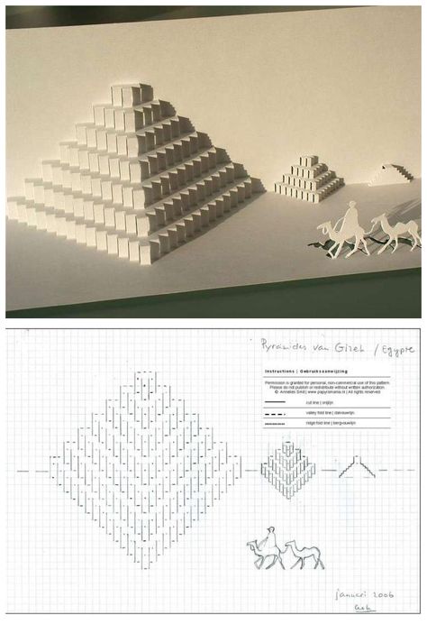 Pyramid Egypt, Kirigami Templates, Pyramid Of Giza, Pop Out Cards, Origami Architecture, The Great Pyramid, Pop Up Card Templates, Origami Lamp, Great Pyramid