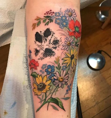 Darwin Tattoo, Speakeasy Tattoo, Animal Lover Tattoo, Paw Tattoos, Pet Tattoo Ideas, Pet Tattoos, Sister Tat, Dog Print Tattoo, Pawprint Tattoo