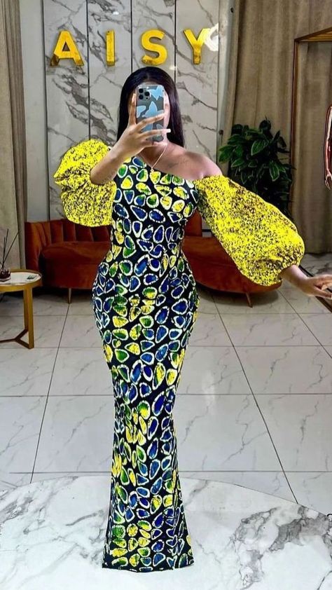 Off Shoulder Ankara Gown, Ankara Mermaid Dress, Africa Print Dress, Nigerian Fashion Ankara, Africa Print, Dress African Print, Ankara Dress Designs, Ankara Long Gown Styles, Dress Ankara