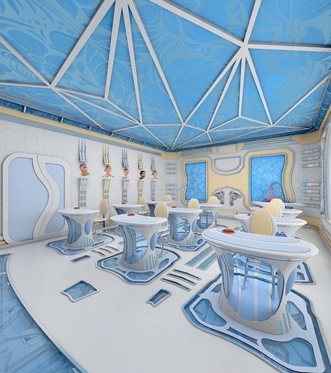 Scifi Room, Futuristic School, Classroom Interior, Architecture Classic, Spaceship Interior, Futuristic Home, Hospital Interior, School Interior, Interior Design Presentation