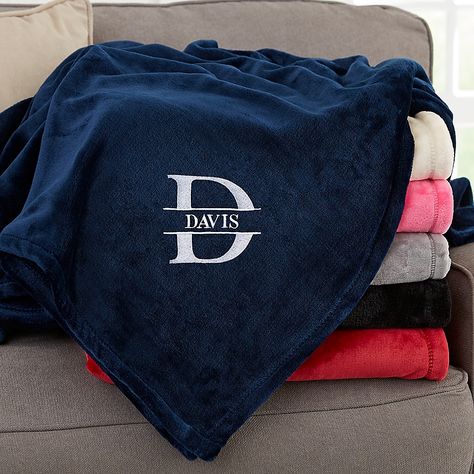 Lavish Last Name Embroidered 60-Inch X 80-Inch Fleece Blanket In Navy - The Lavish Last Name Embroidered Fleece Blanket makes a truly special gift for your significant other or newlywed couple in your life. The blanket will be personalized with your choice of thread color, monogram and last name. Embroidered Fleece Blanket, Snuggie Blanket, Personalization Mall, Buy Stamps, Navy Blanket, Wedding Initials, Show White, Fleece Blankets, Red Fleece