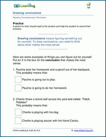 Drawing conclusions worksheets. When we read we are constantly making inferences about things not explicitly said. These worksheets give students practice in drawing conclusions from short texts. Free comprehension worksheets from K5 Learning. Free Comprehension Worksheets, Free Reading Comprehension Worksheets, Worksheets For Grade 1, Good Study Habits, Comprehension Exercises, Geometry Worksheets, Making Inferences, Language Worksheets, Drawing Conclusions