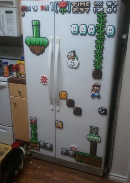 Yes. This is what the refrigerator looks like in my dream home. Pixel Art Mario, Hama Beads Mario, Perler Beads Ideas, Art Perle, Hama Bead, Otaku Mode, Melty Beads, Perler Beads Designs, Random House