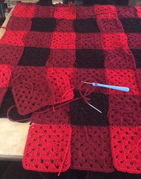 Granny Square Buffalo Plaid Afghan – Confessions of a Crochet Addict Plaid Crochet, Knit Projects, Granny Square Afghan, Crochet Quilt, Afghan Crochet, Afghan Pattern, Haken Baby, Animal Patterns, Square Blanket