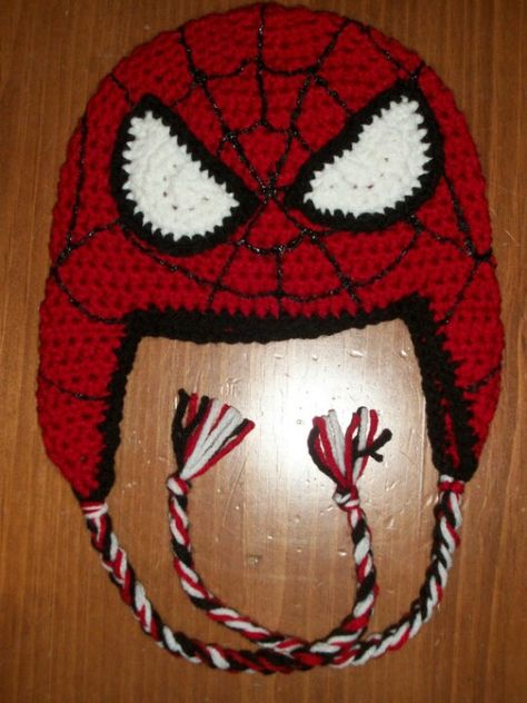 Spider Man Spiderman Hat, Crochet Character Hats, Crochet Kids Hats, Crochet Toys Free, Crochet Hat Free, Bonnet Crochet, Crochet Hats Free Pattern, Crochet Cap, Haken Baby