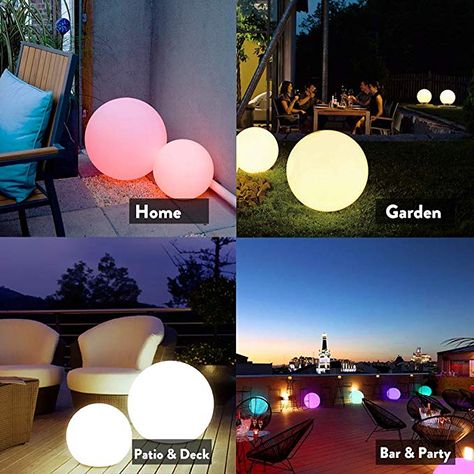 Outdoor Globe Lights, Led Ball Lights, Lighting Your Garden, Deck Bar, Orb Light, Globe Lamp, Modern Led Lighting, Colored Led Lights, Mood Lamps