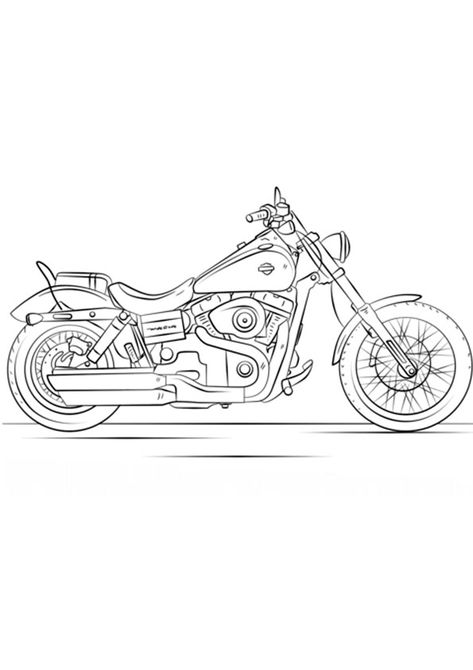 Motorcycle Coloring Pages, Motorcycle Art Painting, Moto Harley Davidson, Harley Davidson Tattoos, Motorbike Art, Motos Harley, Motorcycle Drawing, Coloring Page Free Printable, Bike Drawing