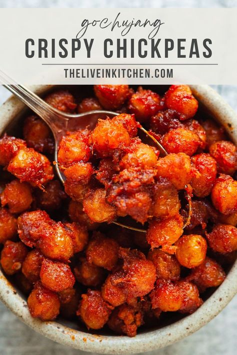 Easy Vegan Protein, Chili Paste Recipe, Crispy Roasted Chickpeas, Roasted Garbanzo Beans, Gochujang Recipe, Bbq Chickpeas, Korean Chili, Korean Chili Paste, Red Chili Paste