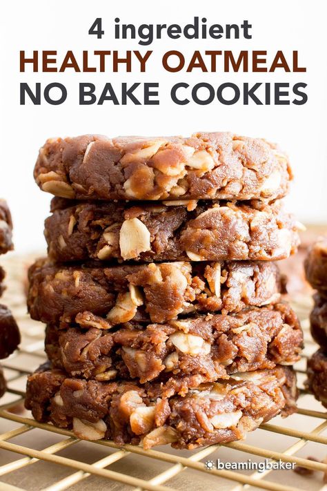 Healthy Oatmeal Desserts No Bake, Easy Healthy Oat Desserts, No Bake Cookies Healthy 3 Ingredients, Desserts With Oats Easy, Health Easy Desert, No Bake Oatmeal Cookies Recipe, Easy No Bake Recipes Healthy, Recipes With Quick Oats Healthy, No Bake Healthy Oatmeal Cookies