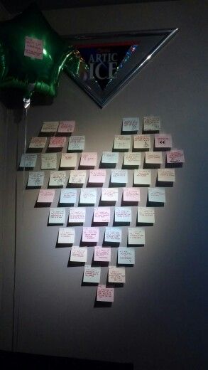 This was for my boyfriend's coming home surprise. I used about 50 post-its, and instead of saying the generic things like you're nice, smart, kind. I wrote the things I wouldn't be without him. The things i wouldn't experience without him. The things that made me appreciate the little things. He loved it, and I'm hoping it would for you guys as well :)  be creative~ Surprise Boyfriend Gifts, Best Birthday Surprises, Surprise Boyfriend, Birthday Surprise Boyfriend, Birthday Crafts, Birthday For Him, Ideas Birthday, Birthday Diy, The Perfect Guy