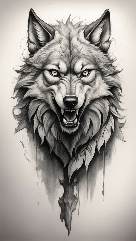 Kurt Tattoo, Wolf Face Tattoo, Wolf Tattoos For Women, Tier Tattoo, Wolf Sketch, Wolf Tattoo Sleeve, Lion Head Tattoos, Wolf Face, Wolf Tattoo Design